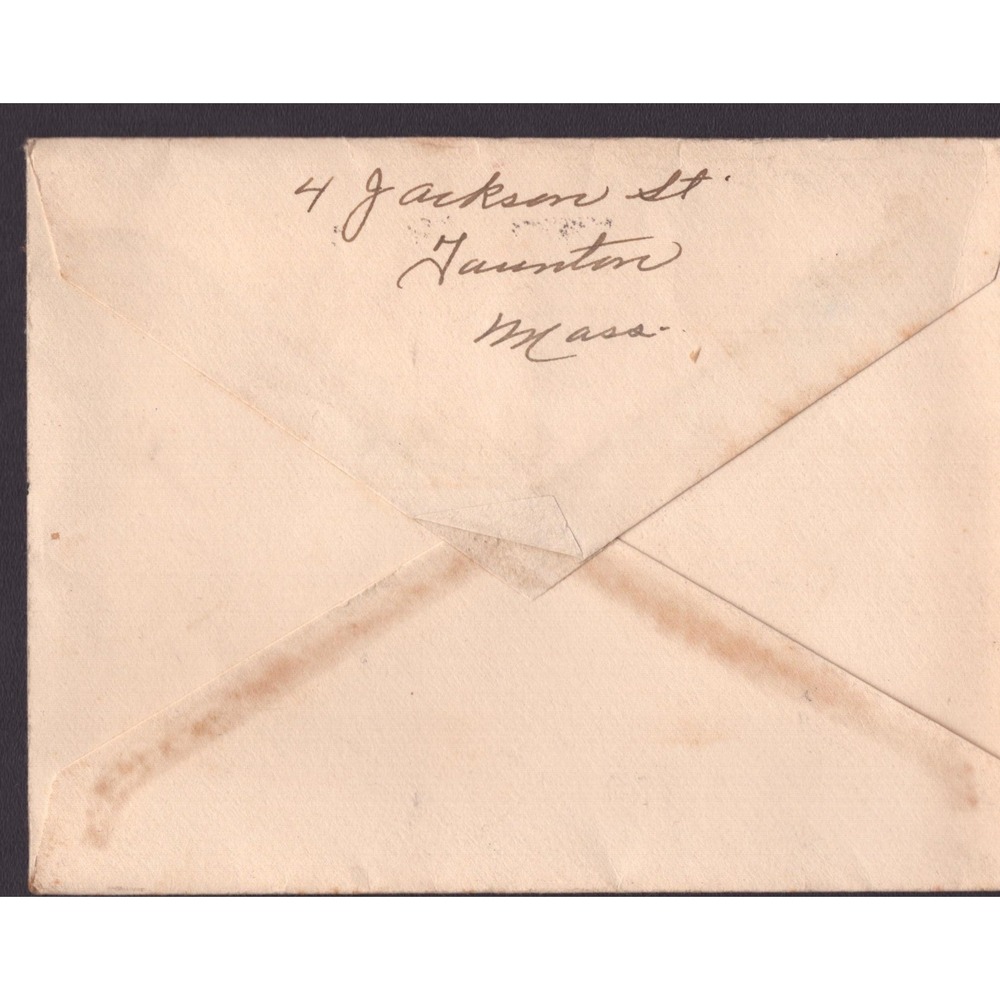 1950 Postal History Cover Taunton MA Postmark 3c Thomas Jefferson Stamp - Picture 2 of 2